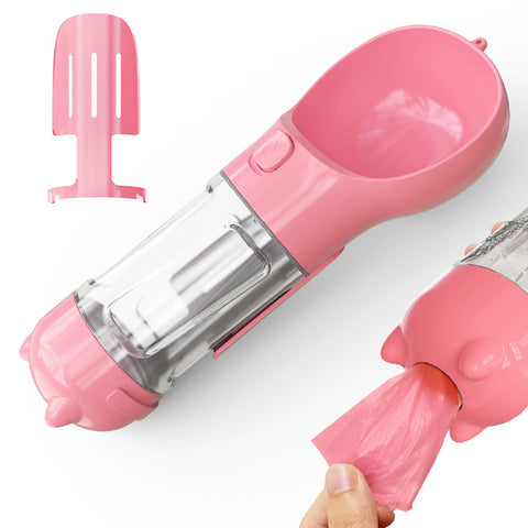 Portable 3-in-1 Pet Water Bottle with Feeder Bowl & Garbage Bag