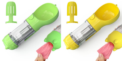 Portable 3-in-1 Pet Water Bottle with Feeder Bowl & Garbage Bag