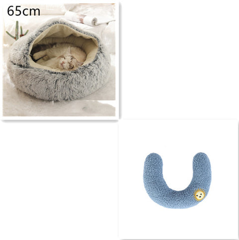 2-in-1 Dog & Cat Round Plush Bed