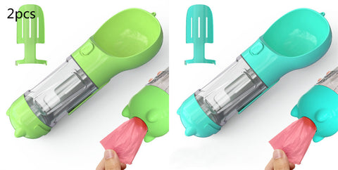 Portable 3-in-1 Pet Water Bottle with Feeder Bowl & Garbage Bag
