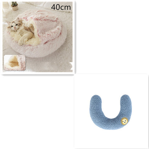 2-in-1 Dog & Cat Round Plush Bed