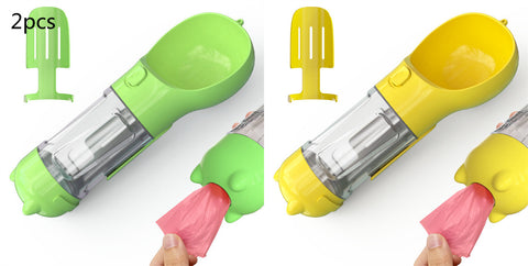 Portable 3-in-1 Pet Water Bottle with Feeder Bowl & Garbage Bag