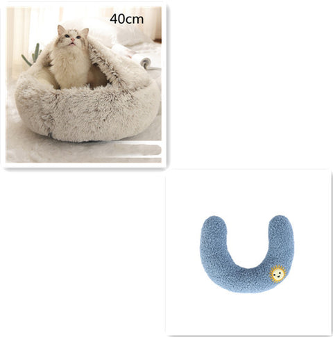 2-in-1 Dog & Cat Round Plush Bed