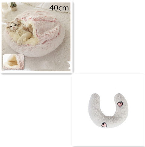 2-in-1 Dog & Cat Round Plush Bed