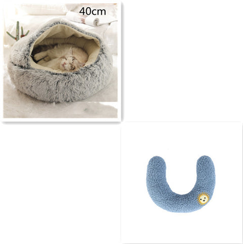 2-in-1 Dog & Cat Round Plush Bed