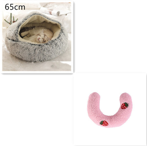 2-in-1 Dog & Cat Round Plush Bed