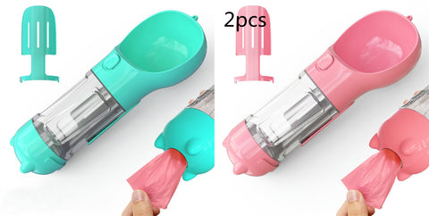 Portable 3-in-1 Pet Water Bottle with Feeder Bowl & Garbage Bag