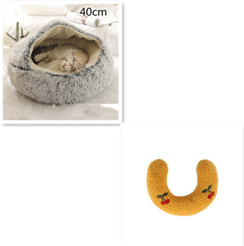 2-in-1 Dog & Cat Round Plush Bed