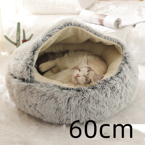 2-in-1 Dog & Cat Round Plush Bed