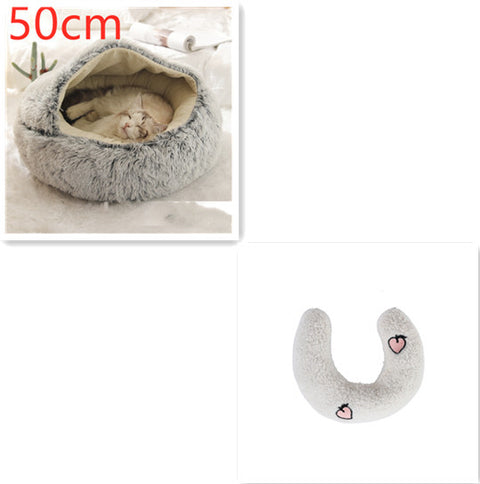 2-in-1 Dog & Cat Round Plush Bed