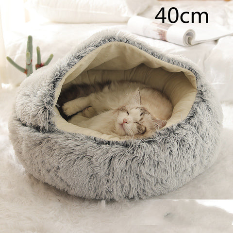 2-in-1 Dog & Cat Round Plush Bed