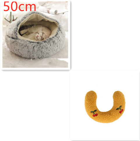 2-in-1 Dog & Cat Round Plush Bed