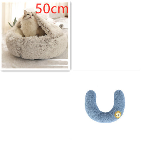 2-in-1 Dog & Cat Round Plush Bed