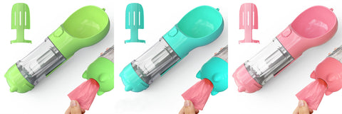 Portable 3-in-1 Pet Water Bottle with Feeder Bowl & Garbage Bag