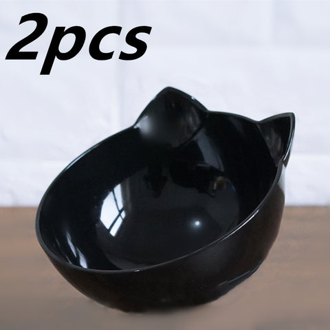 Inclined Cat Ear Food Bowl with Oblique Mouth