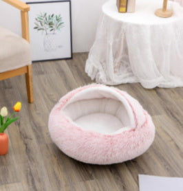 2-in-1 Dog & Cat Round Plush Bed