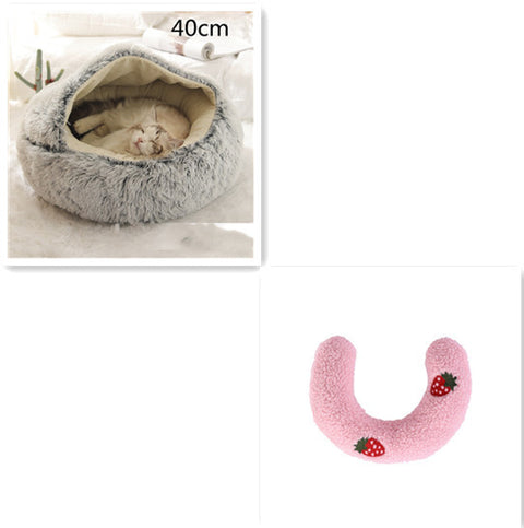 2-in-1 Dog & Cat Round Plush Bed
