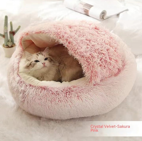 2-in-1 Dog & Cat Round Plush Bed