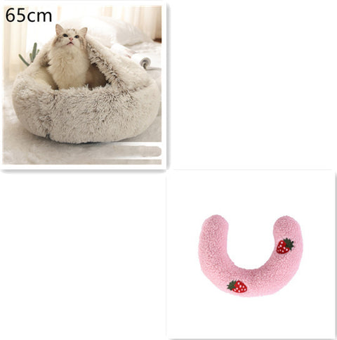 2-in-1 Dog & Cat Round Plush Bed