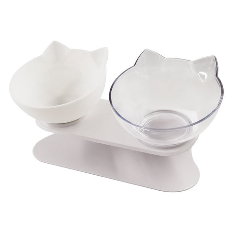Inclined Cat Ear Food Bowl with Oblique Mouth