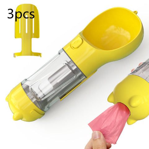 Portable 3-in-1 Pet Water Bottle with Feeder Bowl & Garbage Bag