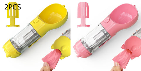 Portable 3-in-1 Pet Water Bottle with Feeder Bowl & Garbage Bag