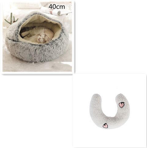 2-in-1 Dog & Cat Round Plush Bed