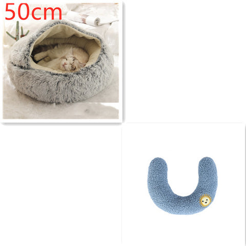 2-in-1 Dog & Cat Round Plush Bed