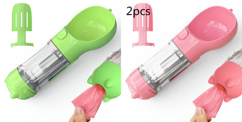 Portable 3-in-1 Pet Water Bottle with Feeder Bowl & Garbage Bag