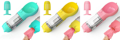Portable 3-in-1 Pet Water Bottle with Feeder Bowl & Garbage Bag