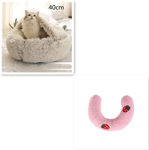2-in-1 Dog & Cat Round Plush Bed
