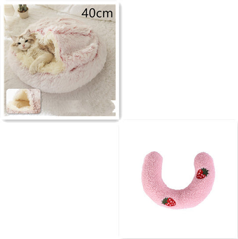2-in-1 Dog & Cat Round Plush Bed